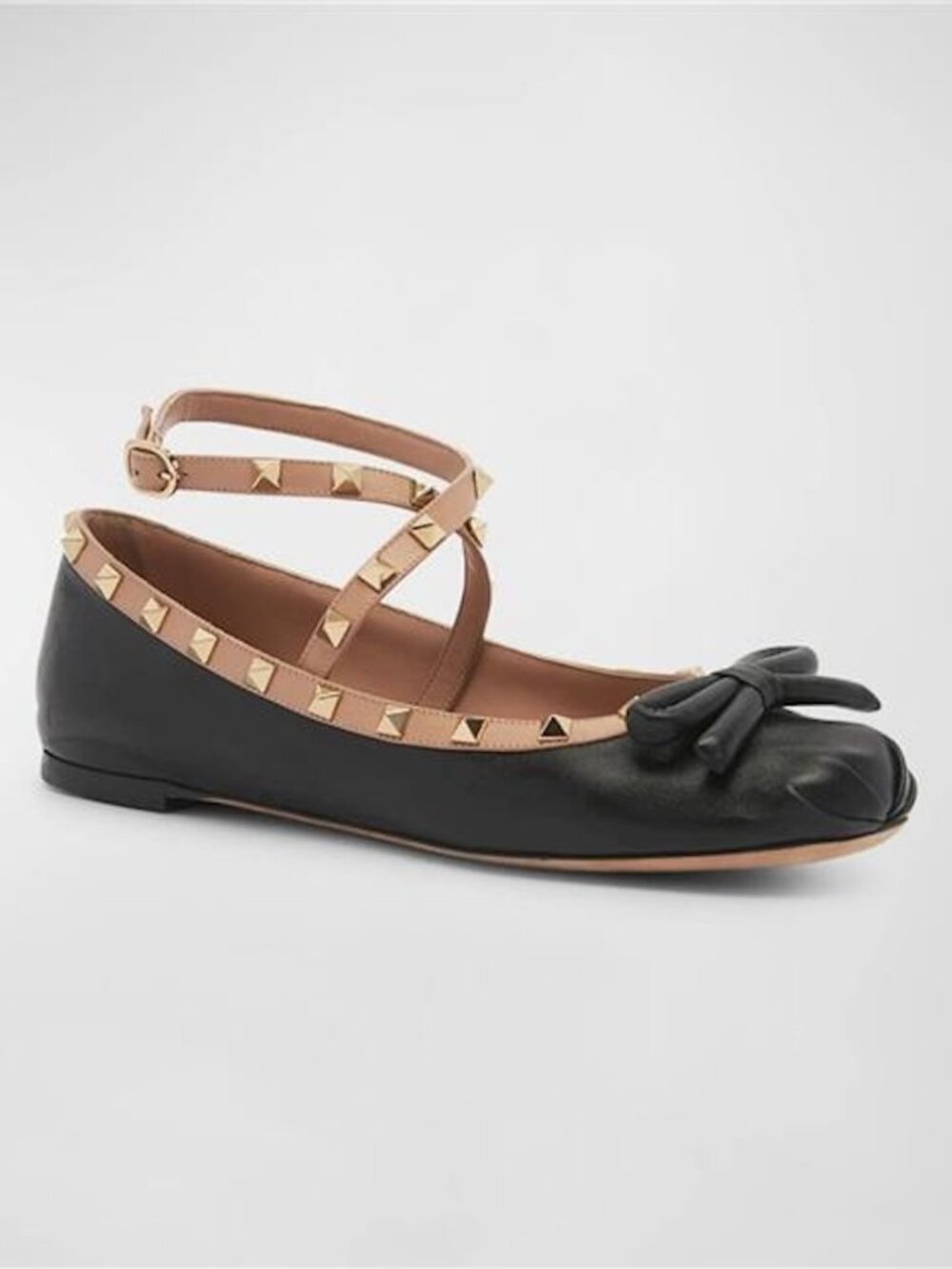 Valentino Rockstud Studded Ankle Strap Leather Ballet Ballerina Flat Shoes